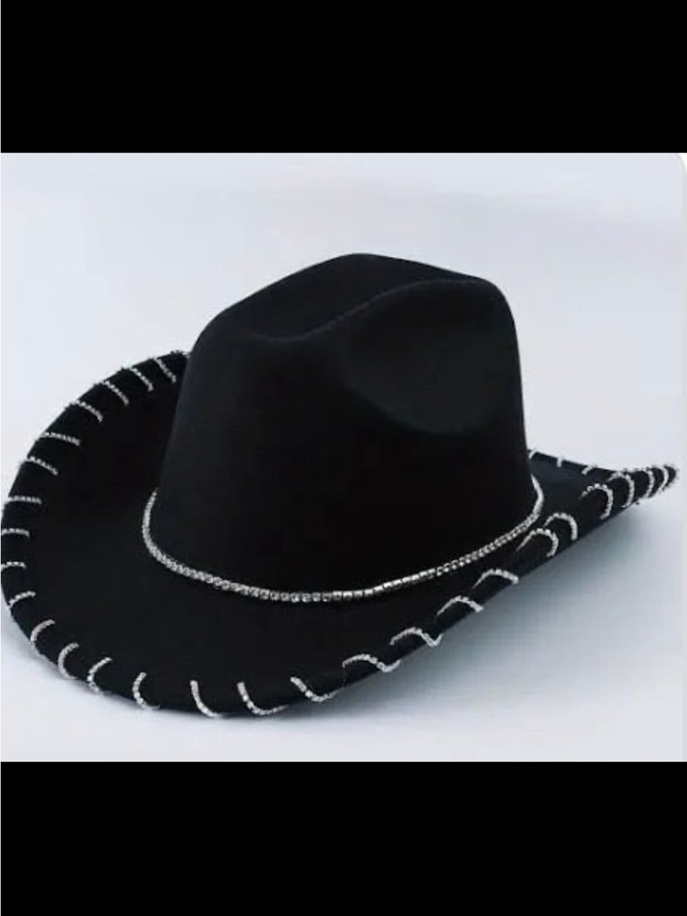 Black Cowboy Hat with Silver Trim